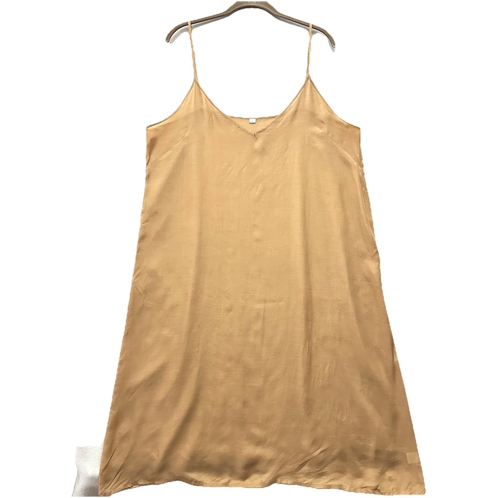 Roller Rabbit XL Silk Cotton Long Slip Maxi Dress Tan Gold Adjustable Straps